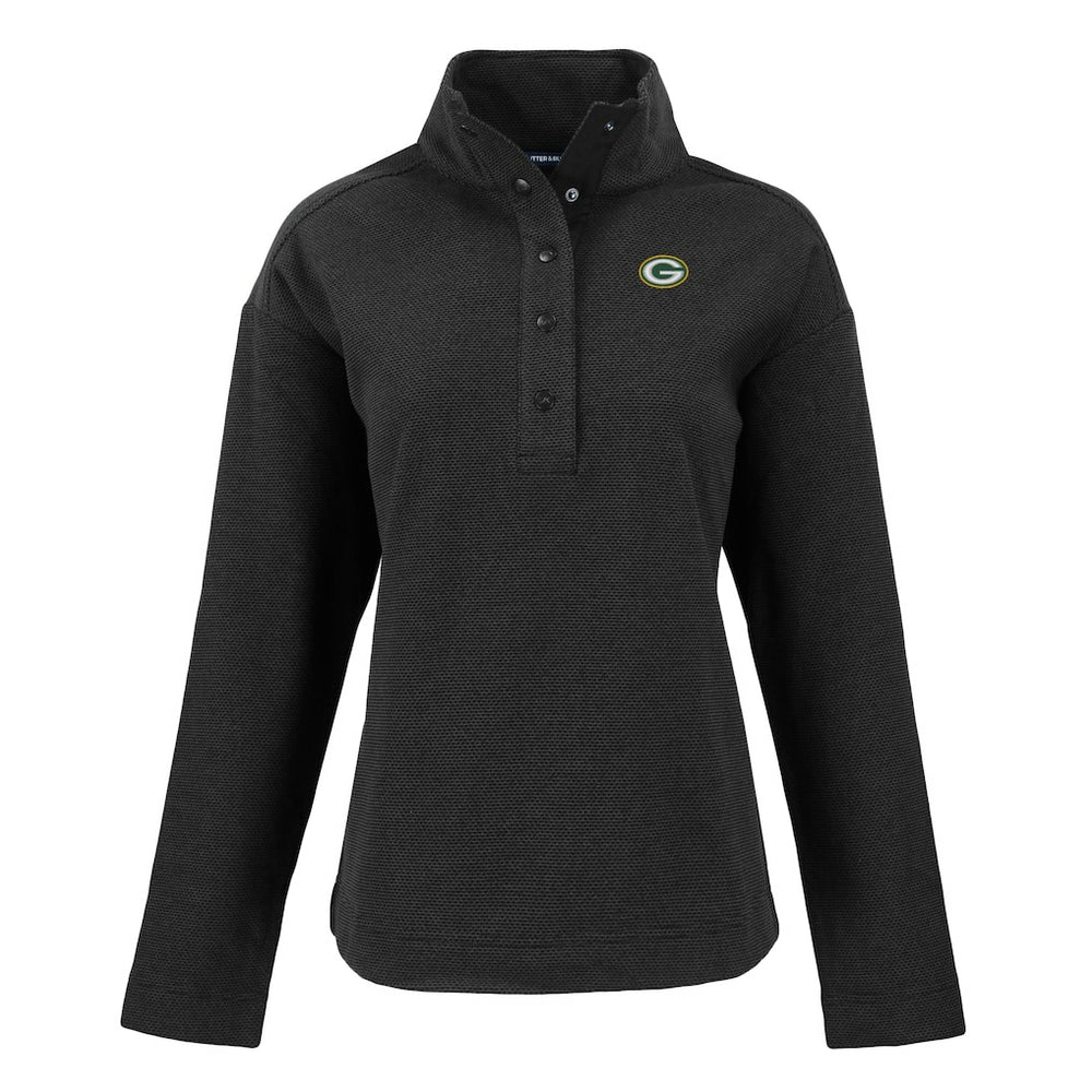 Green Bay Packers Cutter & Buck Women's Hunts Point Eco Half-Snap Sweatshirt Black