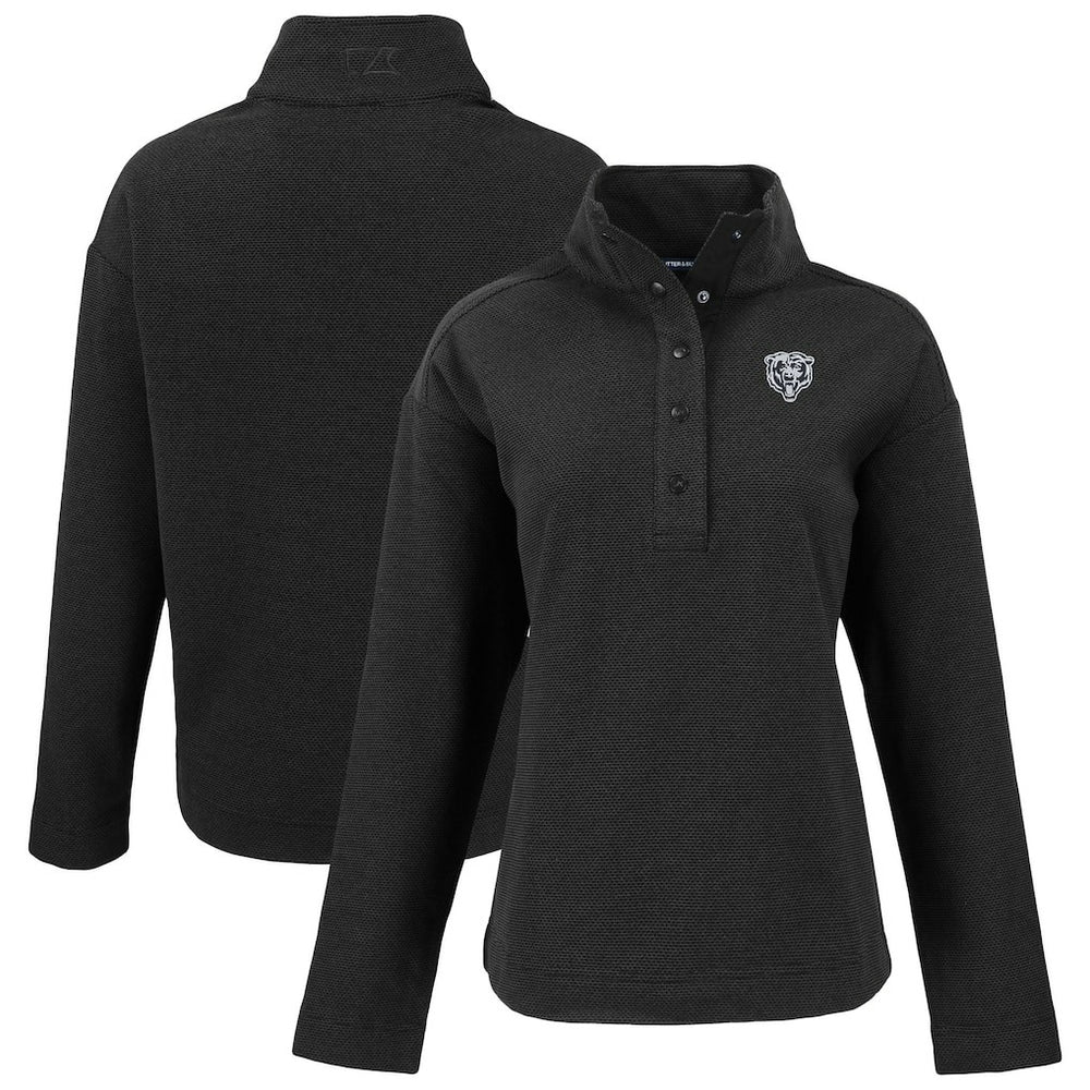 Chicago Bears Cutter & Buck Women's Hunts Point Eco Half-Snap Sweatshirt Black