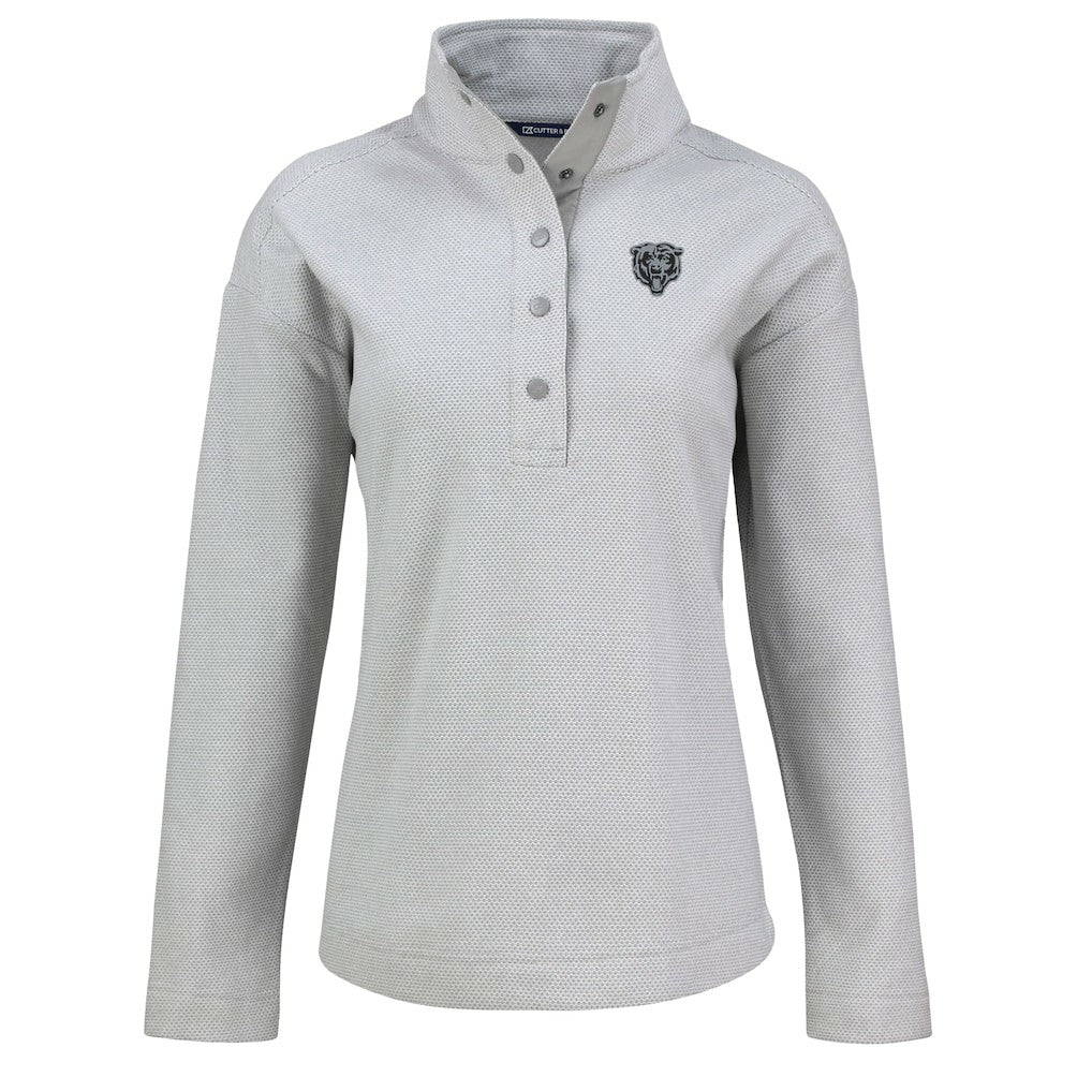 Chicago Bears Cutter & Buck Women's Hunts Point Eco Half-Snap Sweatshirt Gray