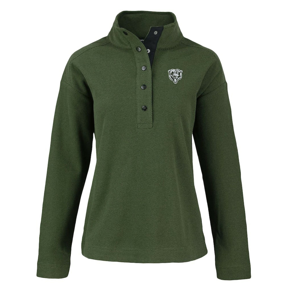 Chicago Bears Cutter & Buck Women's Hunts Point Eco Half-Snap Sweatshirt Green