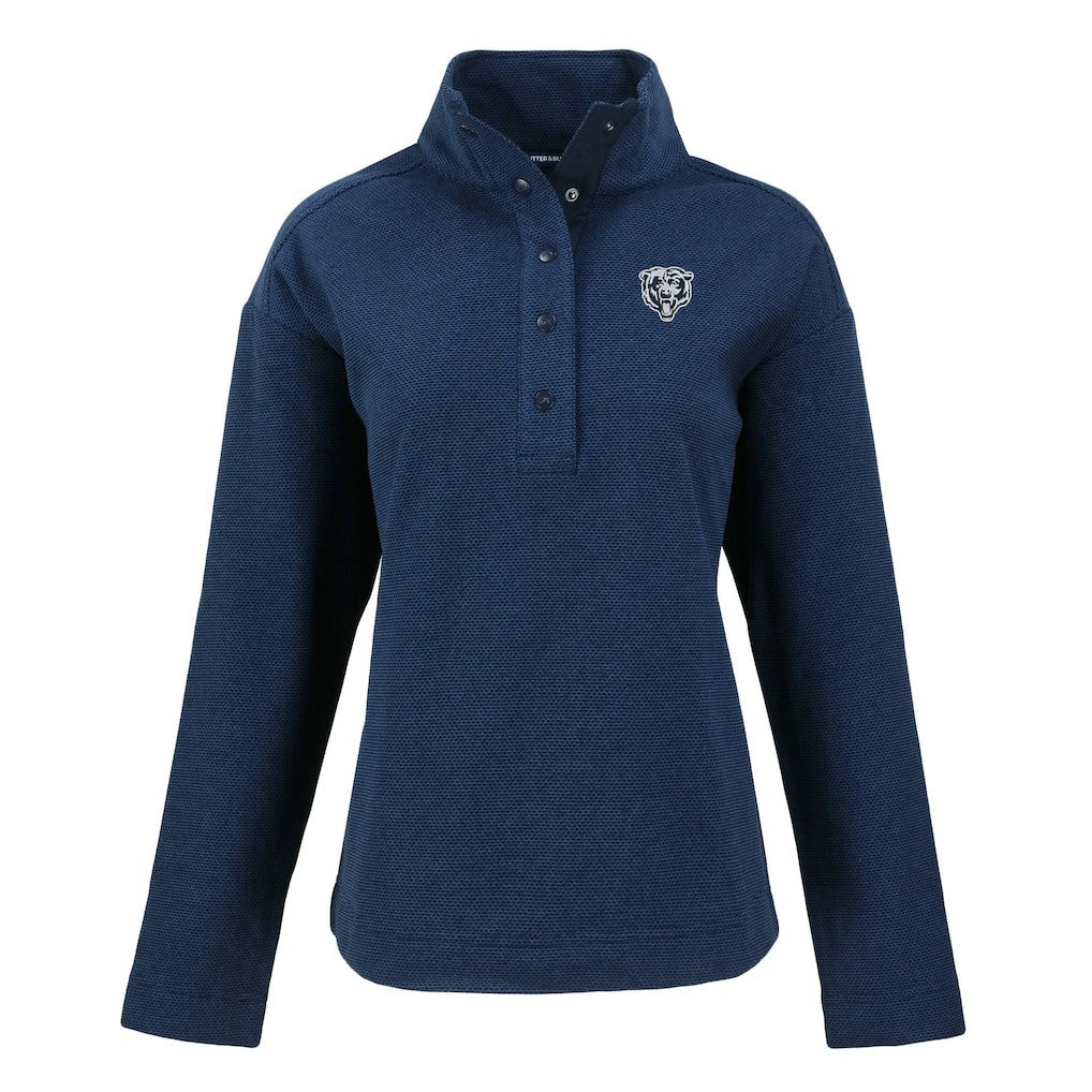 Chicago Bears Cutter & Buck Women's Hunts Point Eco Half-Snap Sweatshirt Navy