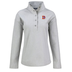 Denver Broncos Cutter & Buck Women's Hunts Point Eco Half-Snap Sweatshirt Gray