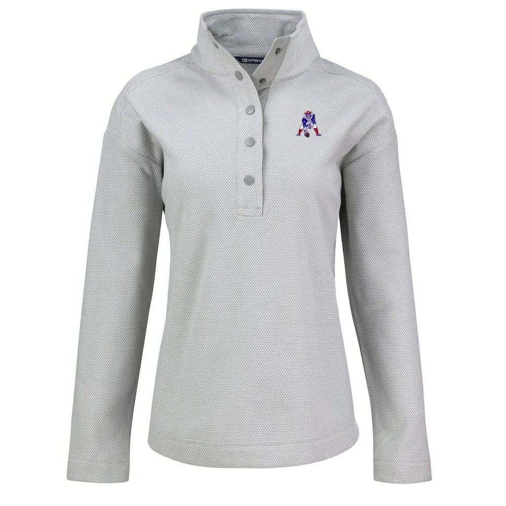 New England Patriots Cutter & Buck Women's Hunts Point Eco Half-Snap Sweatshirt Gray