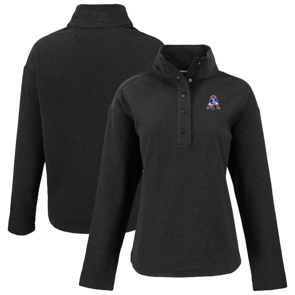 New England Patriots Cutter & Buck Women's Hunts Point Eco Half-Snap Sweatshirt Black