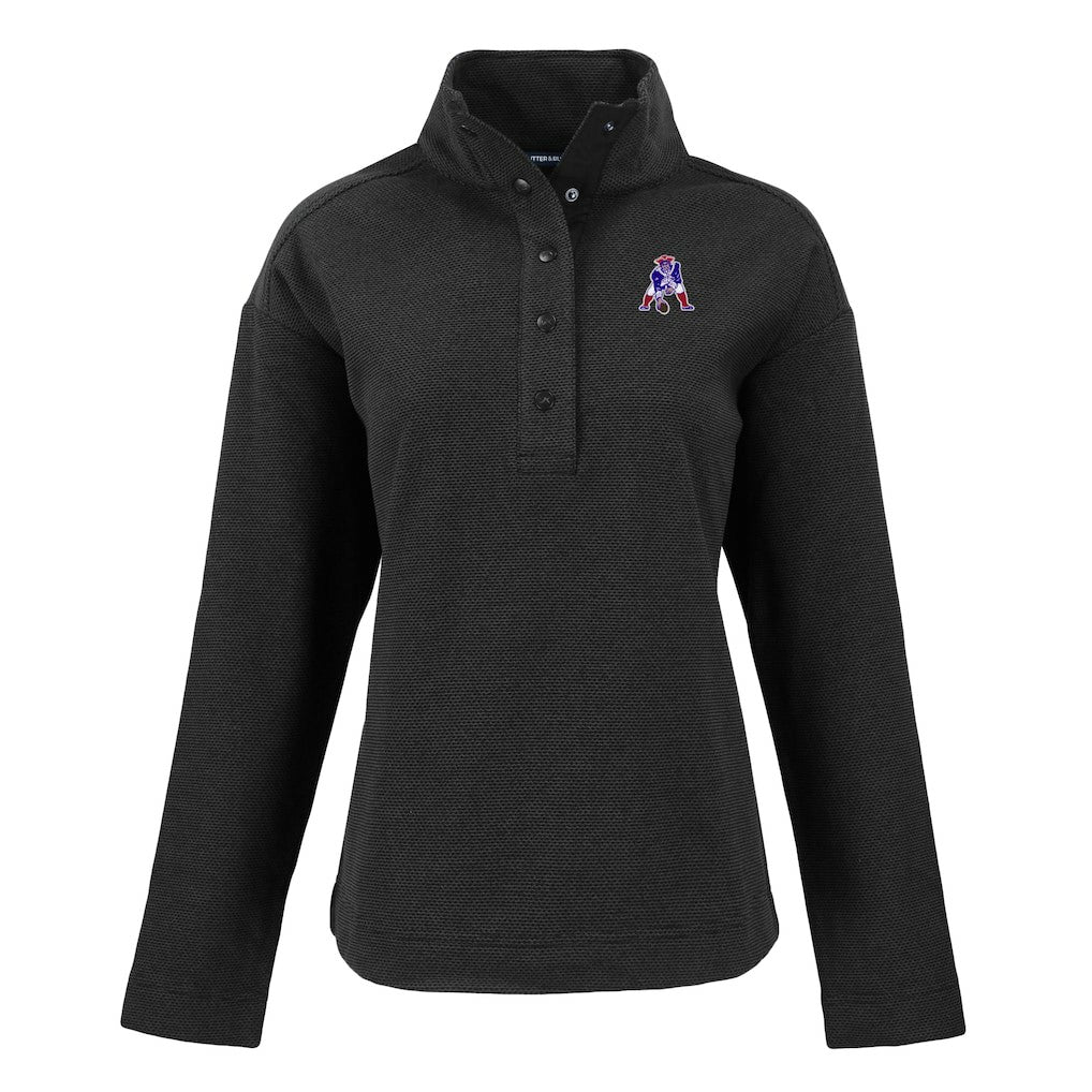 New England Patriots Cutter & Buck Women's Hunts Point Eco Half-Snap Sweatshirt Black