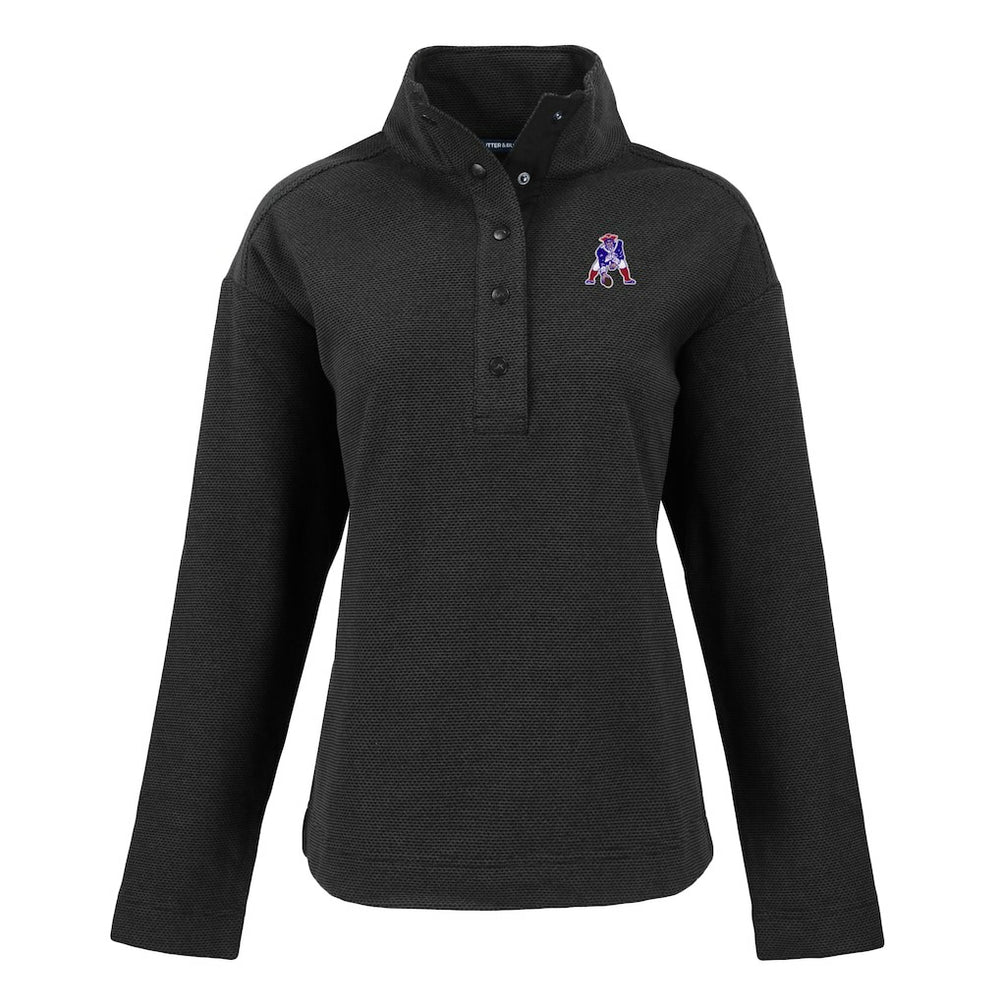 New England Patriots Cutter & Buck Women's Hunts Point Eco Half-Snap Sweatshirt Black