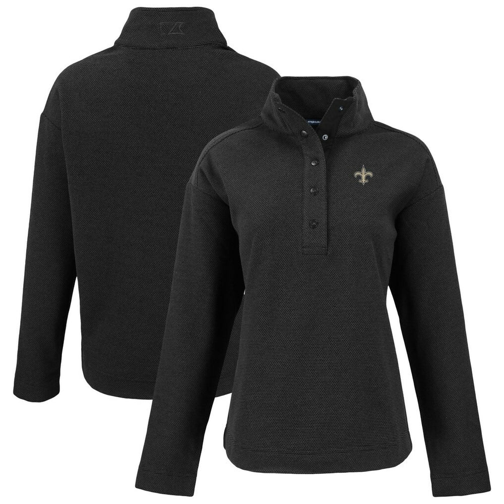 New Orleans Saints Cutter & Buck Women's Hunts Point Eco Half-Snap Sweatshirt Black