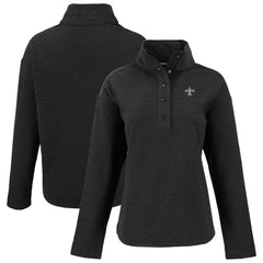 New Orleans Saints Cutter & Buck Women's Hunts Point Eco Half-Snap Sweatshirt Black