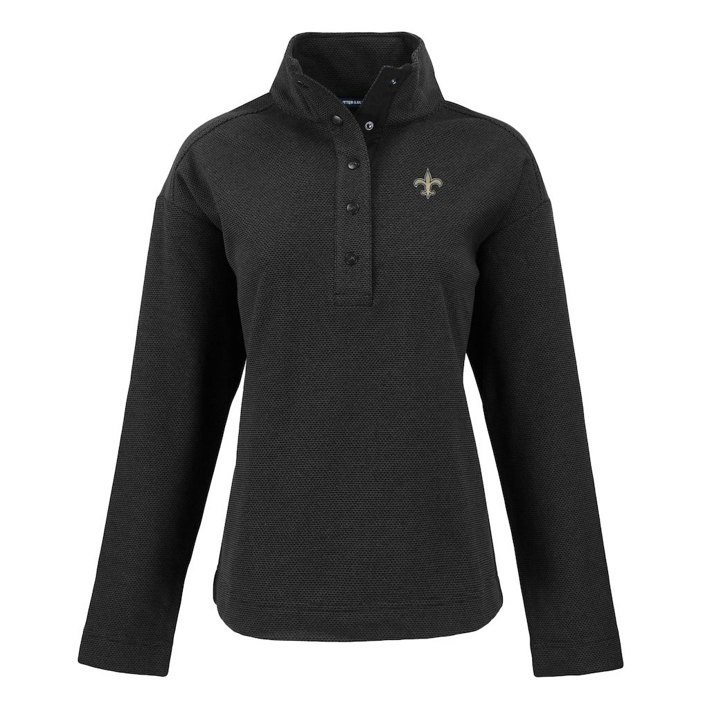 New Orleans Saints Cutter & Buck Women's Hunts Point Eco Half-Snap Sweatshirt Black