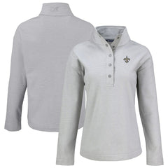New Orleans Saints Cutter & Buck Women's Hunts Point Eco Half-Snap Sweatshirt Gray