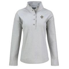 New Orleans Saints Cutter & Buck Women's Hunts Point Eco Half-Snap Sweatshirt Gray