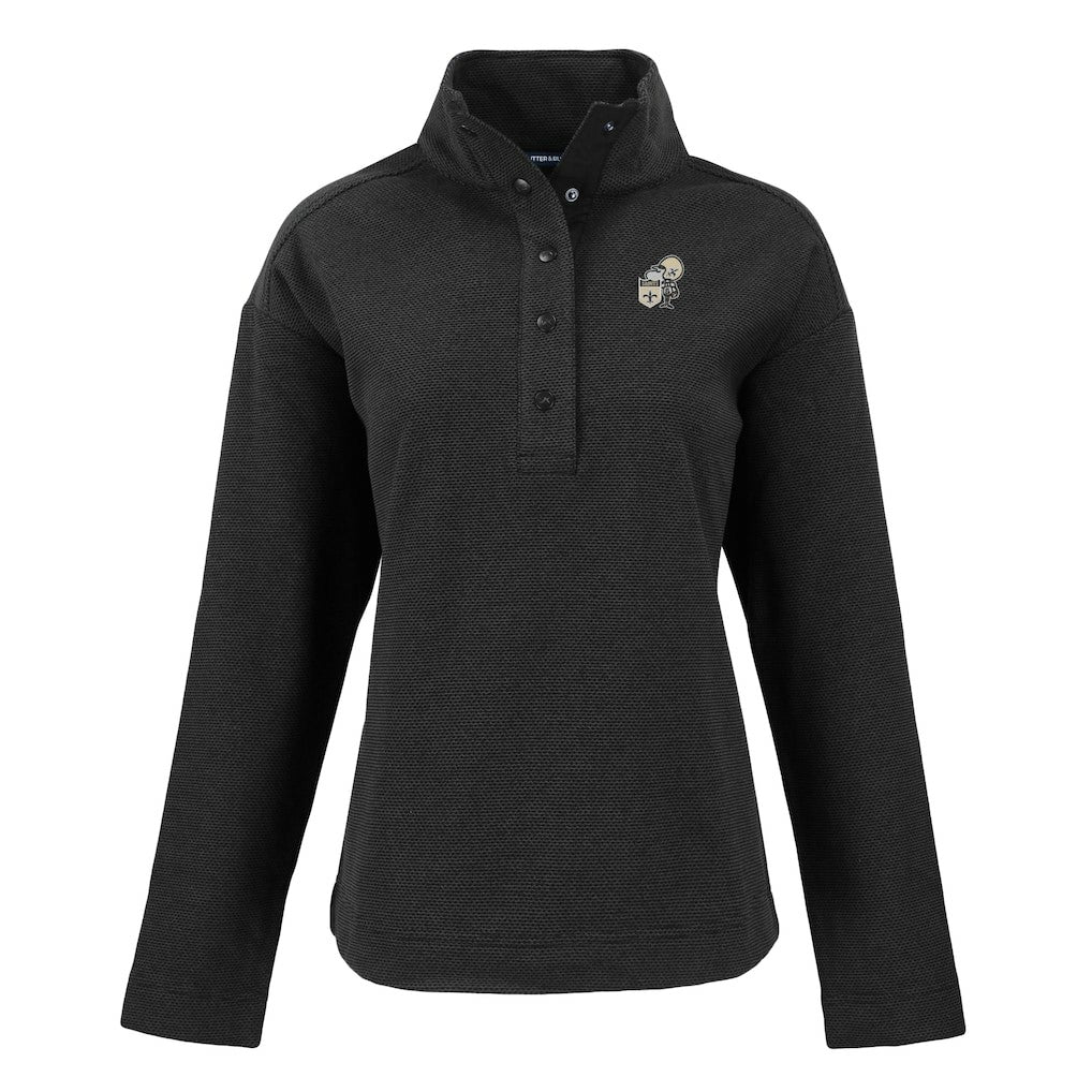 New Orleans Saints Cutter & Buck Women's Hunts Point Eco Half-Snap Sweatshirt Black