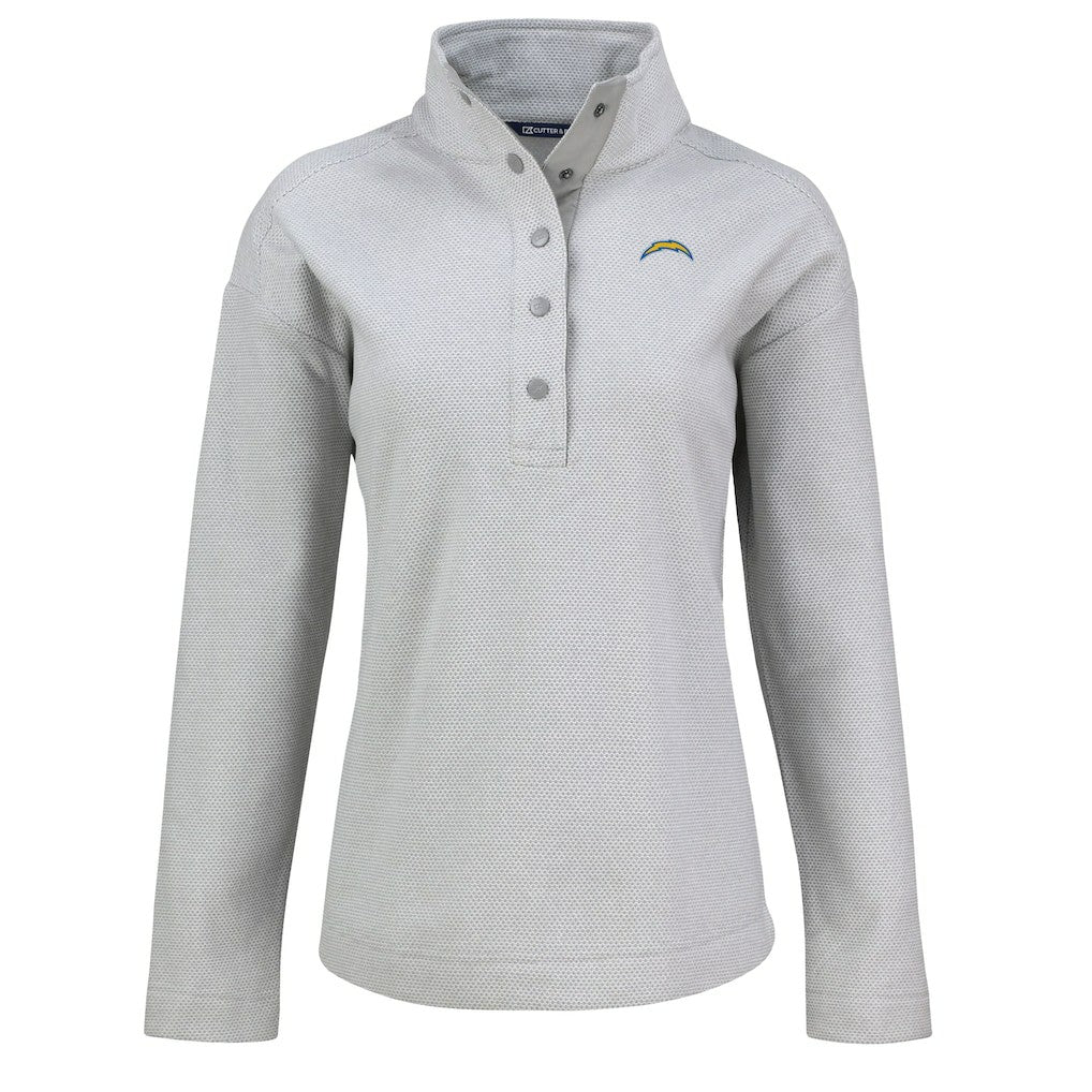 Los Angeles Chargers Cutter & Buck Women's Hunts Point Eco Half-Snap Sweatshirt Gray
