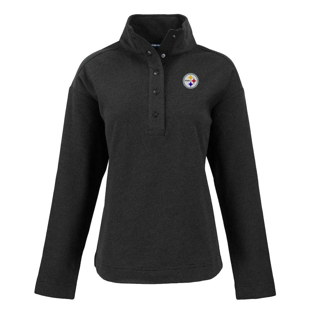 Pittsburgh Steelers Cutter & Buck Women's Hunts Point Eco Half-Snap Sweatshirt Black