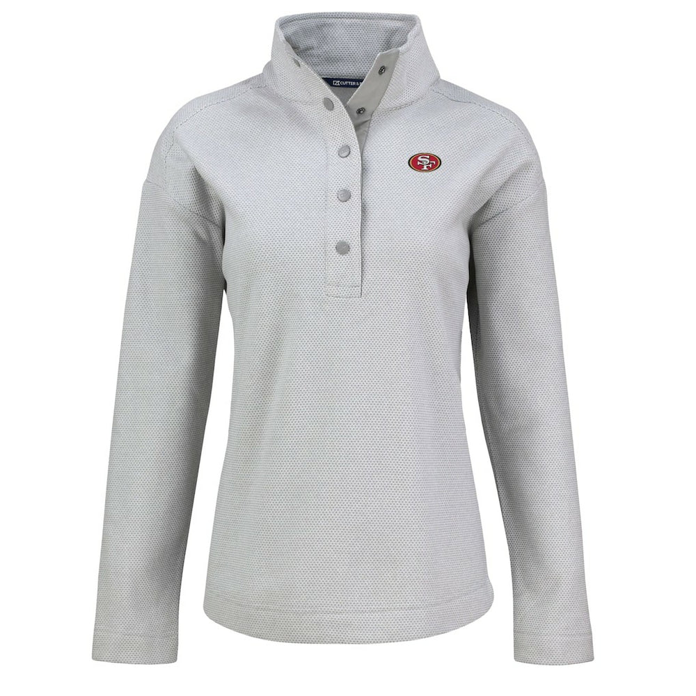 San Francisco 49ers Cutter & Buck Women's Hunts Point Eco Half-Snap Sweatshirt Gray