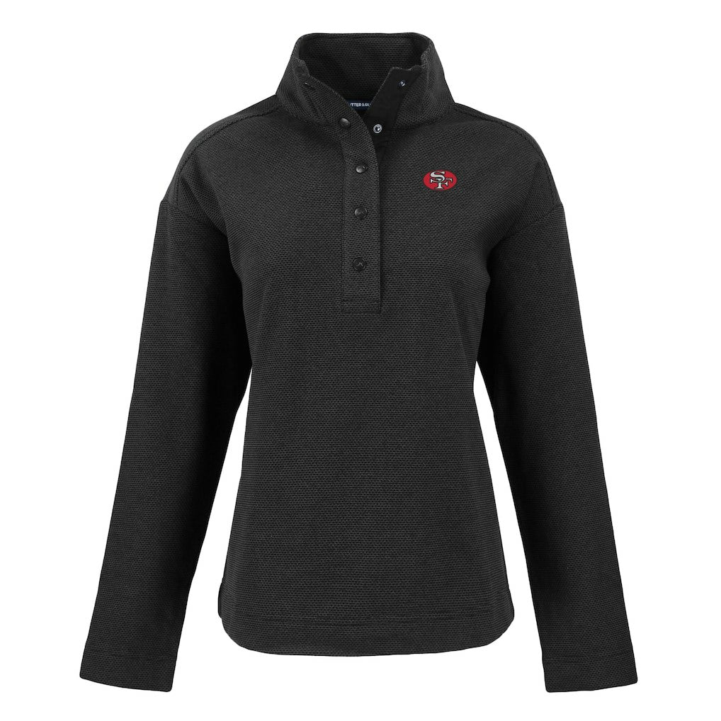 San Francisco 49ers Cutter & Buck Women's Hunts Point Eco Half-Snap Sweatshirt Black