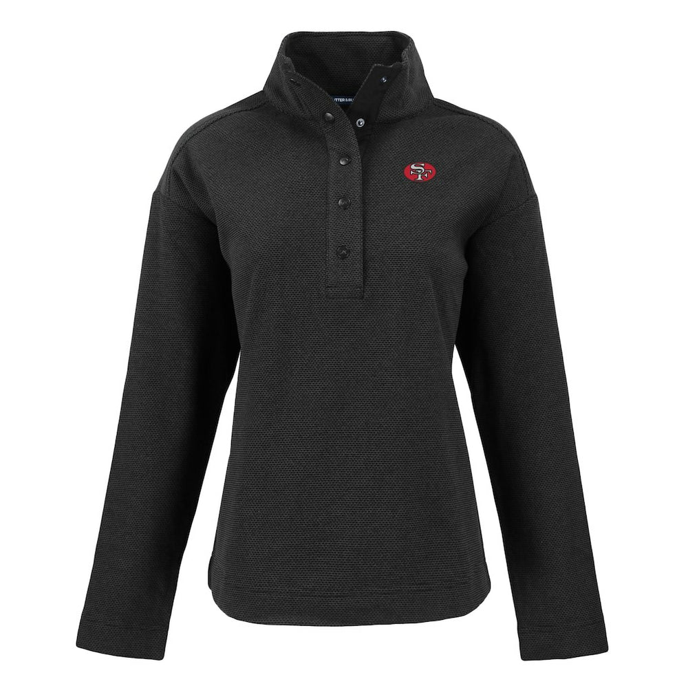 San Francisco 49ers Cutter & Buck Women's Hunts Point Eco Half-Snap Sweatshirt Black