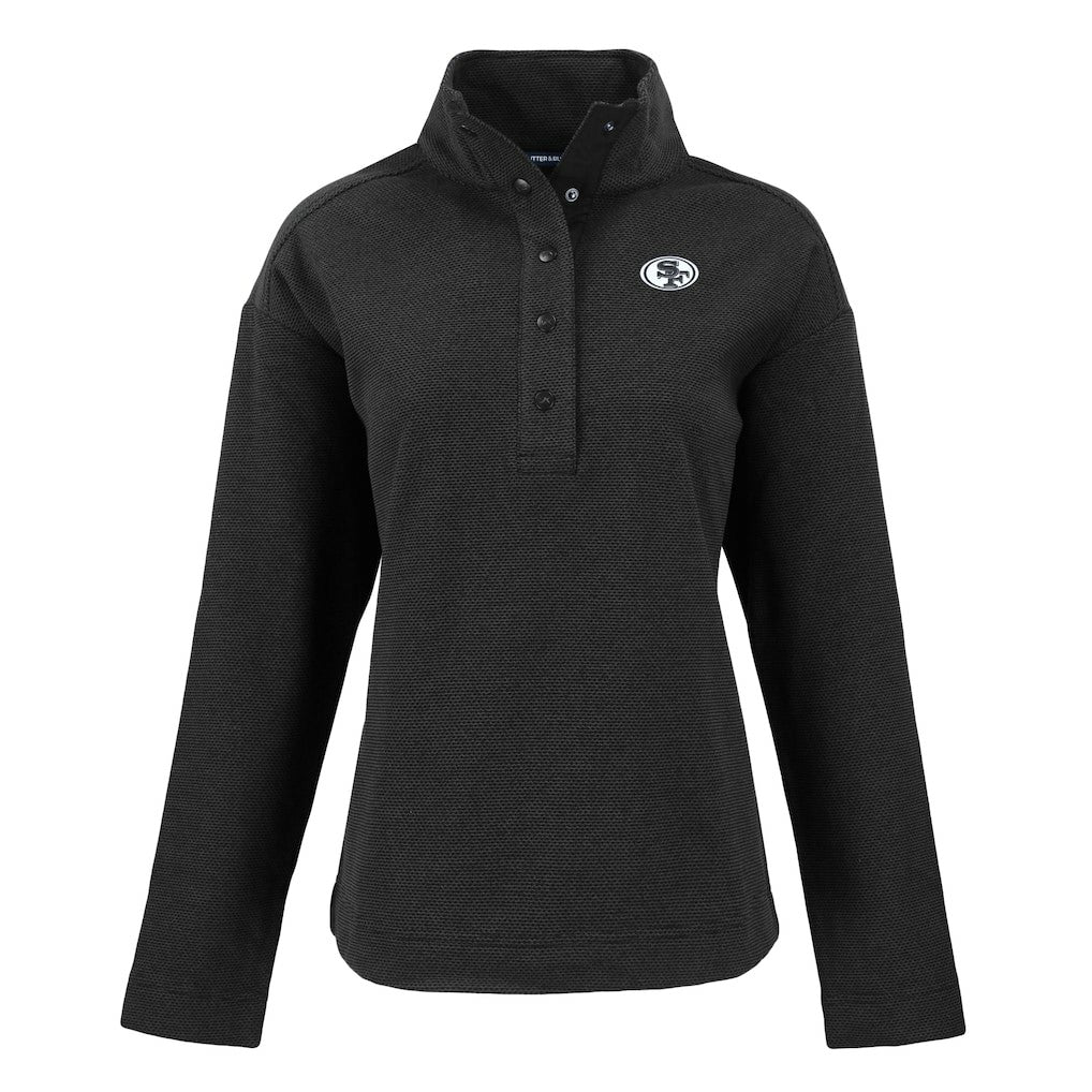 San Francisco 49ers Cutter & Buck Women's Hunts Point Eco Half-Snap Sweatshirt Black