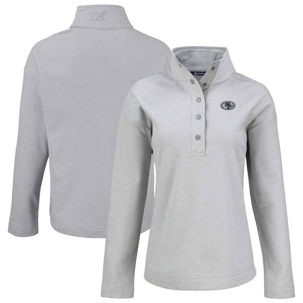 San Francisco 49ers Cutter & Buck Women's Hunts Point Eco Half-Snap Sweatshirt Gray