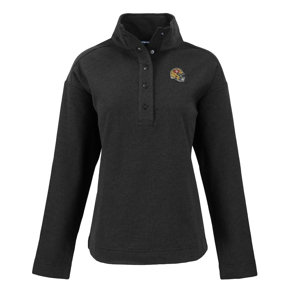 San Francisco 49ers Cutter & Buck Women's Hunts Point Eco Half-Snap Sweatshirt Black