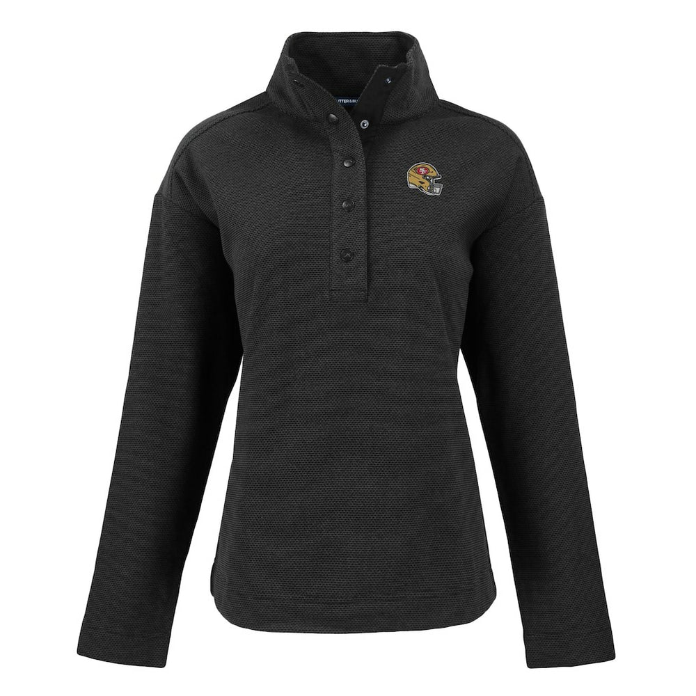 San Francisco 49ers Cutter & Buck Women's Hunts Point Eco Half-Snap Sweatshirt Black
