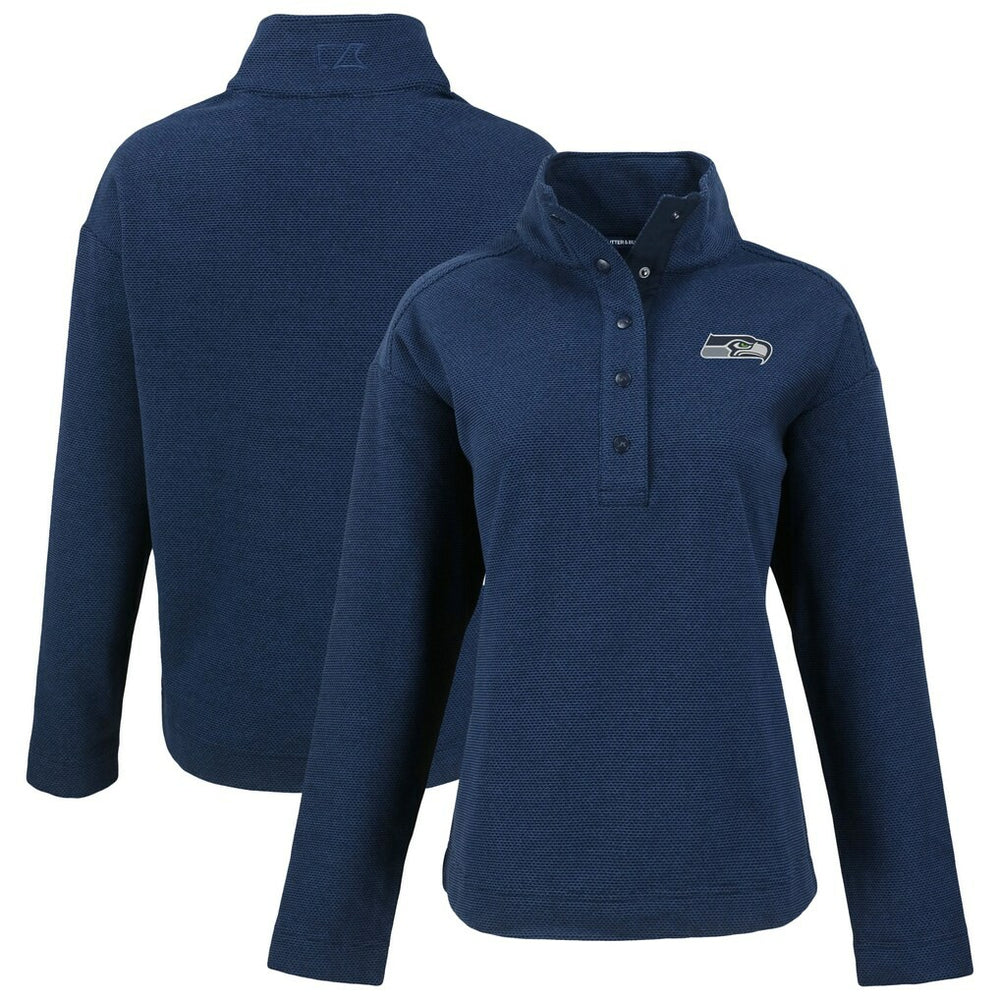 Seattle Seahawks Cutter & Buck Women's Hunts Point Eco Half-Snap Sweatshirt College Navy