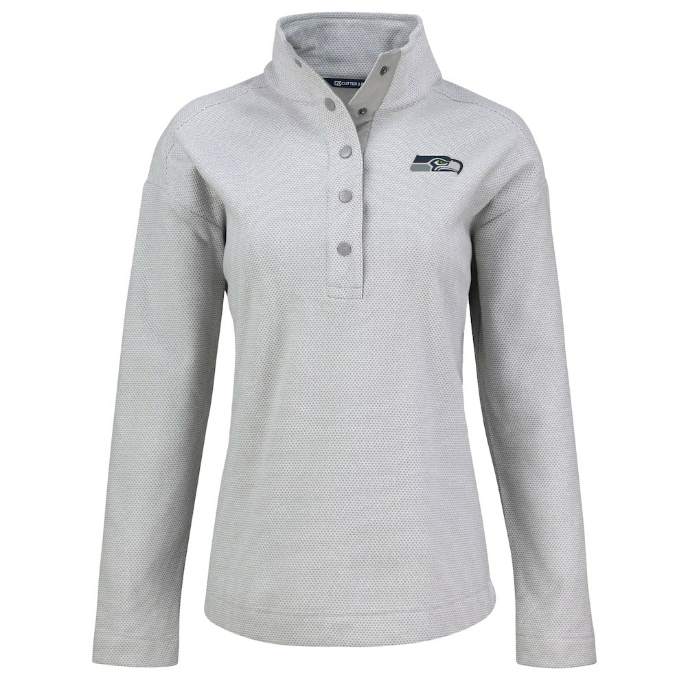 Seattle Seahawks Cutter & Buck Women's Hunts Point Eco Half-Snap Sweatshirt Gray