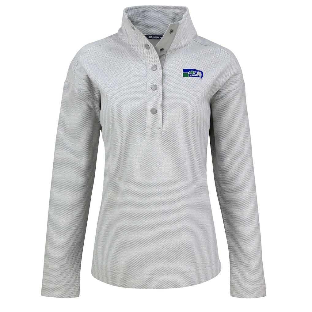 Seattle Seahawks Cutter & Buck Women's Hunts Point Eco Half-Snap Sweatshirt Gray