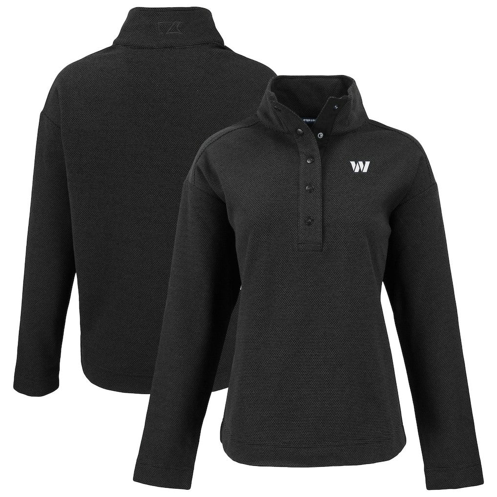 Washington Commanders Cutter & Buck Women's Hunts Point Eco Half-Snap Sweatshirt Black