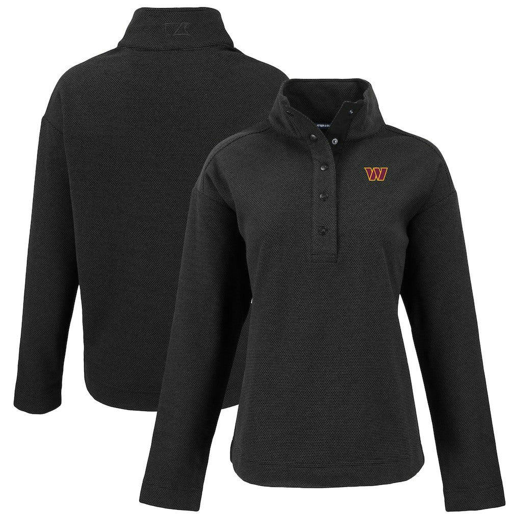 Washington Commanders Cutter & Buck Women's Hunts Point Eco Half-Snap Sweatshirt Black
