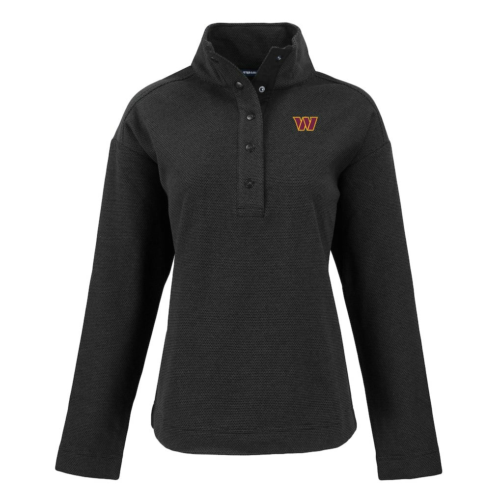 Washington Commanders Cutter & Buck Women's Hunts Point Eco Half-Snap Sweatshirt Black
