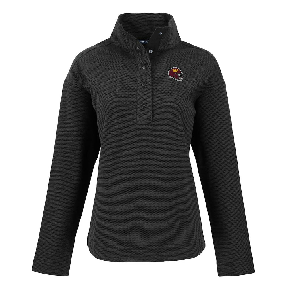 Washington Commanders Cutter & Buck Women's Hunts Point Eco Half-Snap Sweatshirt Black