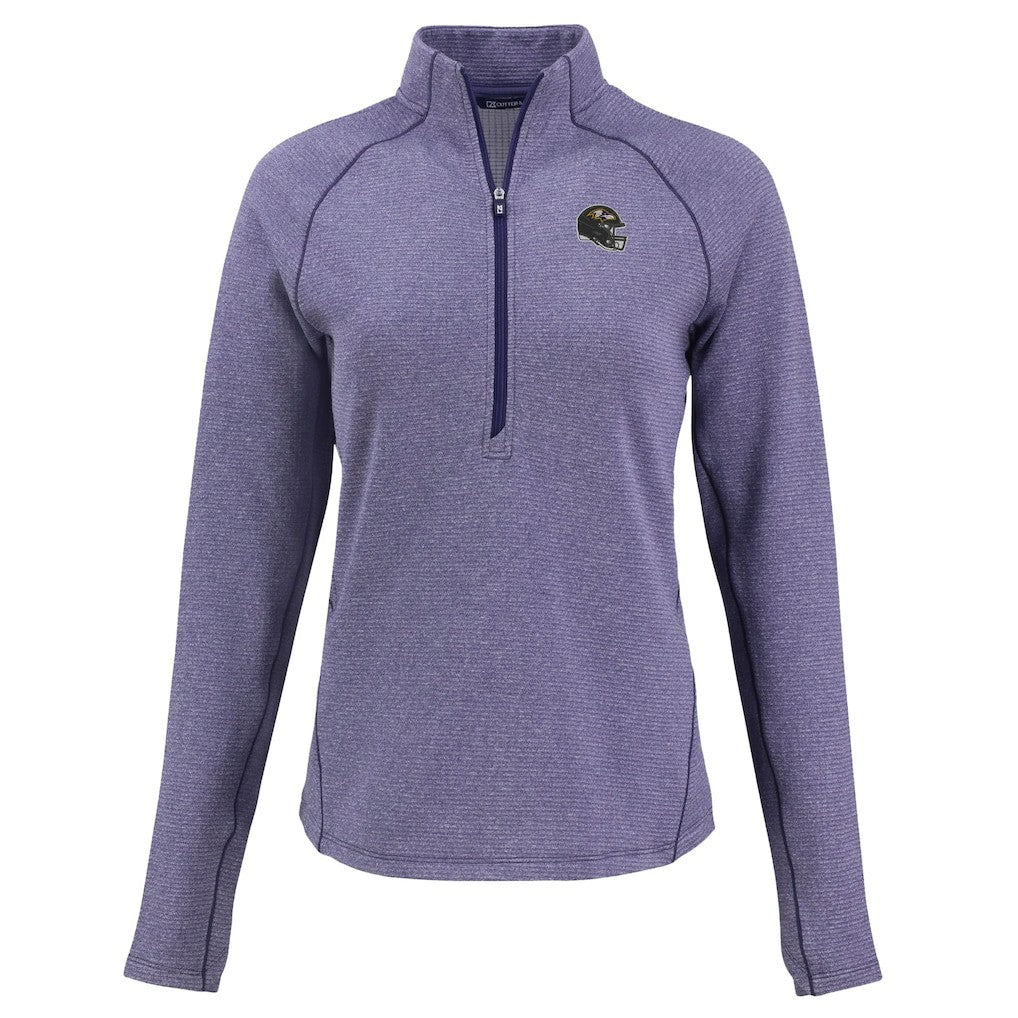 Baltimore Ravens Cutter & Buck Women's Peshastin Eco Fleece Recycled Tri-Blend Raglan Half-Zip Jacket Heather Purple