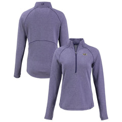 Baltimore Ravens Cutter & Buck Women's Peshastin Eco Fleece Recycled Tri-Blend Raglan Half-Zip Jacket Heather Purple
