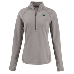Carolina Panthers Cutter & Buck Women's Peshastin Eco Fleece Recycled Tri-Blend Raglan Half-Zip Jacket Heather Gray