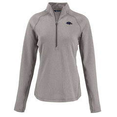 Baltimore Ravens Cutter & Buck Women's Americana Peshastin Eco Fleece Recycled Tri-Blend Raglan Half-Zip Jacket Heather Gray