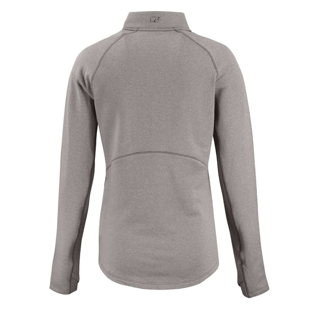 Baltimore Ravens Cutter & Buck Women's Peshastin Eco Fleece Recycled Tri-Blend Raglan Half-Zip Jacket Heather Gray