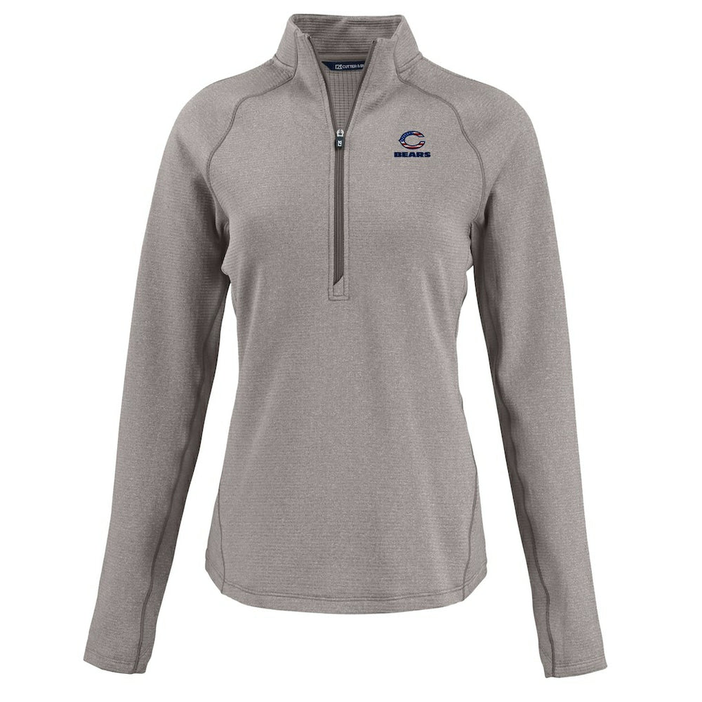 Chicago Bears Cutter & Buck Women's Americana Peshastin Eco Fleece Recycled Tri-Blend Raglan Half-Zip Jacket Heather Gray