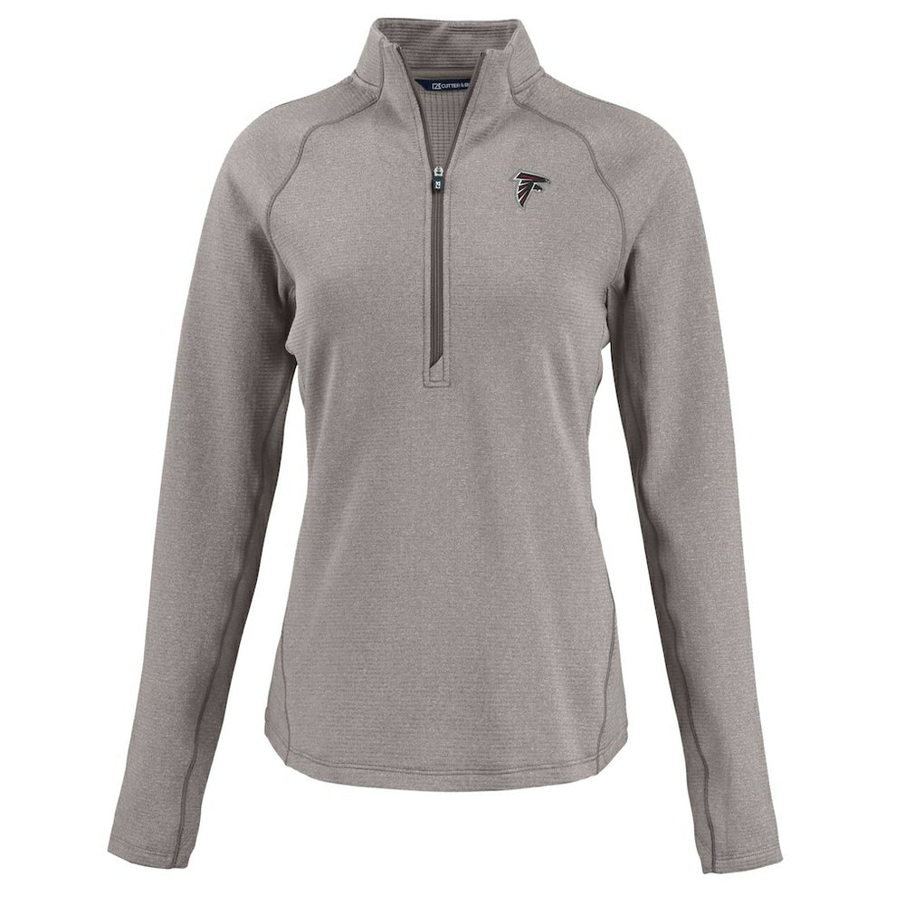 Atlanta Falcons Cutter & Buck Women's Peshastin Eco Fleece Recycled Tri-Blend Raglan Half-Zip Jacket Heather Gray