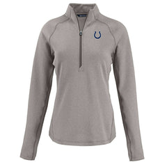 Indianapolis Colts Cutter & Buck Women's Peshastin Eco Fleece Recycled Tri-Blend Raglan Half-Zip Jacket Heather Gray