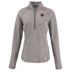 Chicago Bears Cutter & Buck Women's Peshastin Eco Fleece Recycled Tri-Blend Raglan Half-Zip Jacket Heather Gray