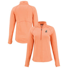 Cleveland Browns Cutter & Buck Women's Peshastin Eco Fleece Recycled Tri-Blend Raglan Half-Zip Jacket Heather Orange