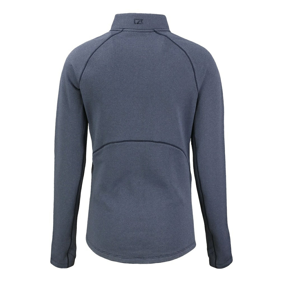 Denver Broncos Cutter & Buck Women's Peshastin Eco Fleece Recycled Tri-Blend Raglan Half-Zip Jacket Heather Navy