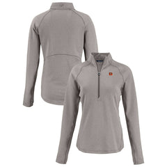 Cincinnati Bengals Cutter & Buck Women's Peshastin Eco Fleece Recycled Tri-Blend Raglan Half-Zip Jacket Heather Gray