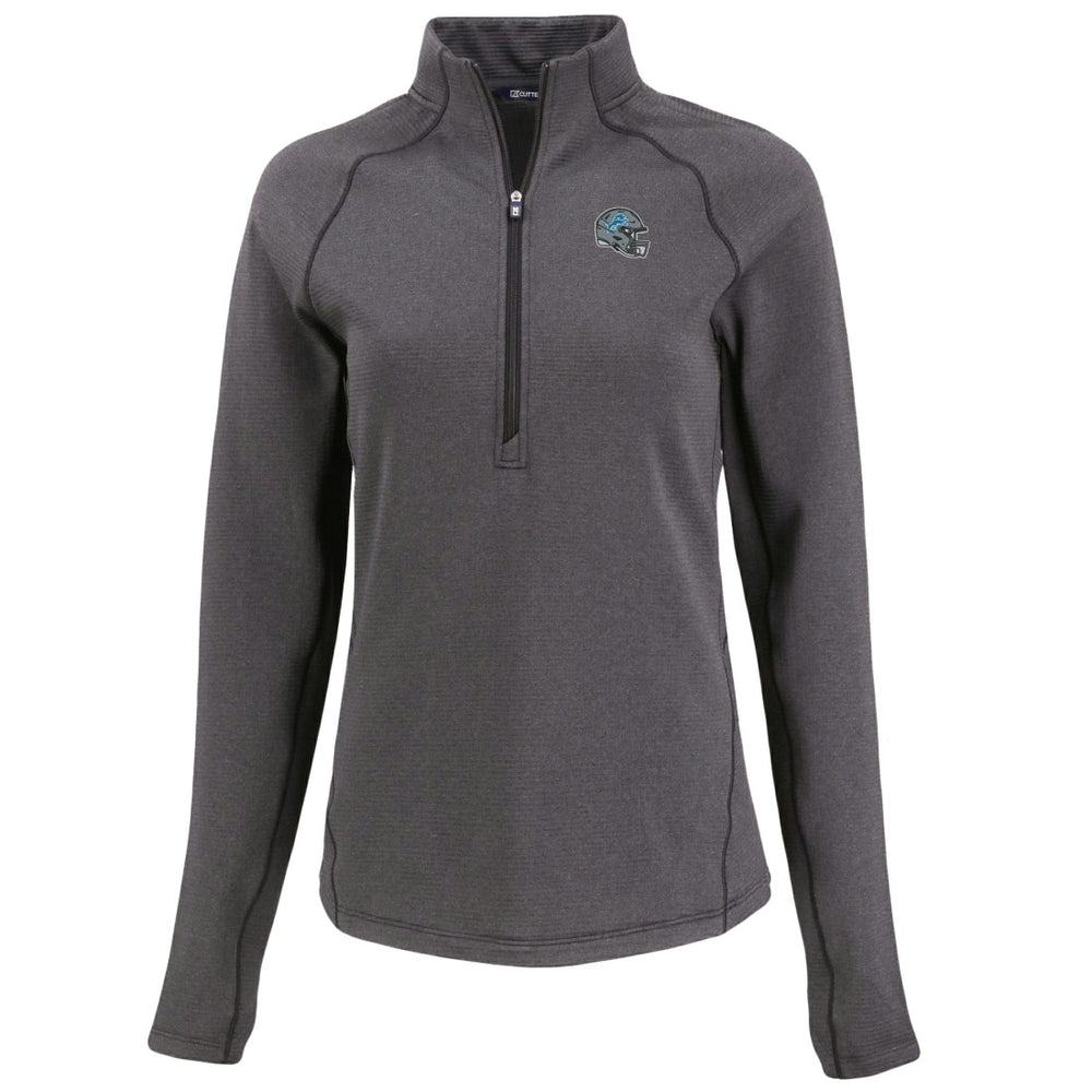 Detroit Lions Cutter & Buck Women's Peshastin Eco Fleece Recycled Tri-Blend Raglan Half-Zip Jacket Heather Black