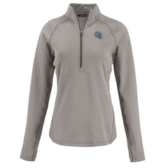 Detroit Lions Cutter & Buck Women's Peshastin Eco Fleece Recycled Tri-Blend Raglan Half-Zip Jacket Heather Gray