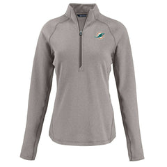 Miami Dolphins Cutter & Buck Women's Peshastin Eco Fleece Recycled Tri-Blend Raglan Half-Zip Jacket Heather Gray