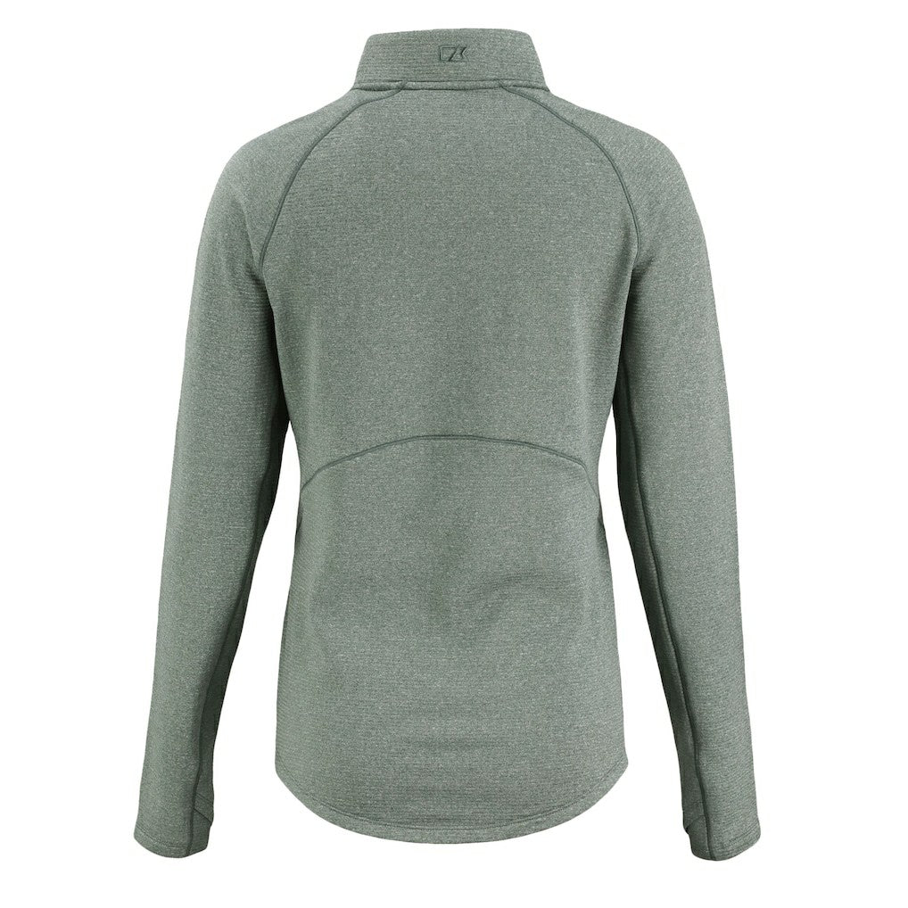 Green Bay Packers Cutter & Buck Women's Peshastin Eco Fleece Recycled Tri-Blend Raglan Half-Zip Jacket Heather Green