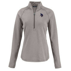 Minnesota Vikings Cutter & Buck Women's Americana Peshastin Eco Fleece Recycled Tri-Blend Raglan Half-Zip Jacket Heather Gray