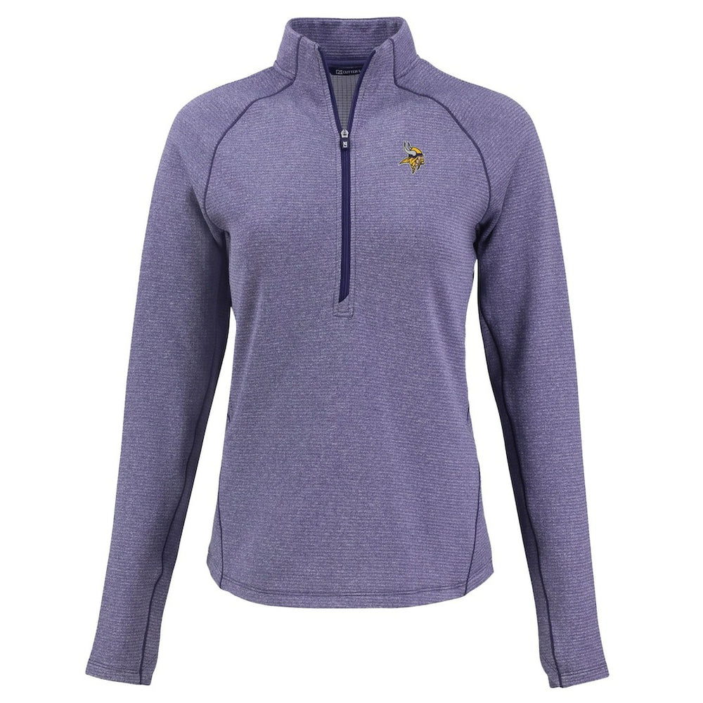 Minnesota Vikings Cutter & Buck Women's Peshastin Eco Fleece Recycled Tri-Blend Raglan Half-Zip Jacket Heather Purple